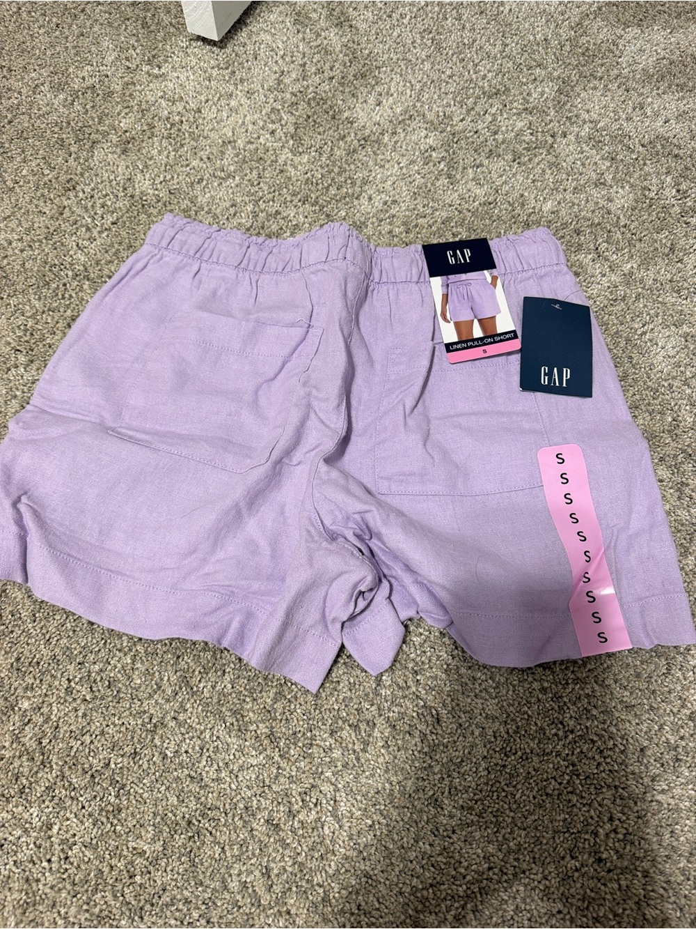 GAP Women's Light Lavender Linen-Blend Elastic Waist Shorts